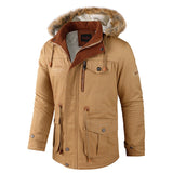 kkboxly  New Men's Fashion Warm And Thick Lamb Woolen Fleece Bomber Jacket Casual Tooling Zipper Hooded Windbreaker Jacket For Winter