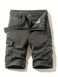 kkboxly Men's Plain Flap Pocket Cotton Cargo Shorts For Spring And Summer