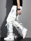 kkboxly kkboxly  Multi-pocket Ribbon Design, Men's Color Block Cargo, Trendy Comfy Jogger Pants