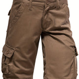 kkboxly  Cotton Comfortable Multi Pocket Cargo Shorts, Men's Casual Elastic Waist Cargo Shorts For Summer Outdoor