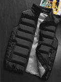 kkboxly Stay Warm in Style: Men's Casual Black Padded Sleeveless Vest - Best Sellers!