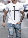 2025 Comfortable Cross Print T-Shirt for Men - Perfect for Summer Casual Wear