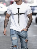 Comfortable Cross Print T-Shirt for Men - Perfect for Summer Casual Wear