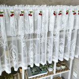 kkboxly 1pc Vintage-Inspired Short Valance Curtains - Rod Pocket Top Voile Half Curtains for Kitchen Windows, Pastoral Cherry Living Room Home Decor with Sheer Embroidery Lace and Classic Design