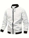 kkboxly  Fashionable Men's Trendy Zipper Versatile Stand Collar Windproof Jacket, Versatile And Comfortable, Suitable For Dates