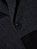 kkboxly  Men's Elegant Trench Color Block Coat, Casual Wool-like Fabric Warm Turn-Down Collar Overcoat For Fall Winter