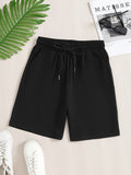 kkboxly  Women's Casual Drawstring Sports Shorts, Solid Color Elastic Waist Fashion Shorts