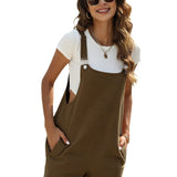 kkboxly  Solid Cami Jumpsuit, Casual Sleeveless Comfy Short Length Jumpsuit With Pockets, Women's Clothing