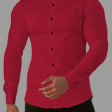 kkboxly  Men's Formal Classic Design Button Up Shirt, Male Clothes For Spring And Fall Business Occasion