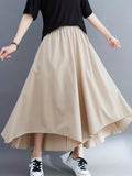 kkboxly  High Waist Wide Leg Pants, Casual Elastic Solid Culottes With Pockets Palazzo Pants, Women's Clothing
