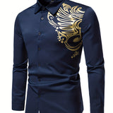 kkboxly  Men's Long-sleeved Shirt With Gold Printing