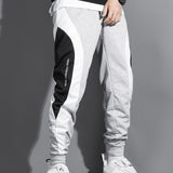 kkboxly  Men's Color Block Joggers, Casual Stretch Waist Drawstring Sweatpants Track Pants