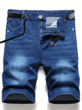 kkboxly  Classic Design Denim Shorts, Men's Casual Street Style Slightly Stretch Denim Shorts For Summer