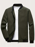 kkboxly  Fashionable Men's Trendy Zipper Versatile Stand Collar Windproof Jacket, Versatile And Comfortable, Suitable For Dates