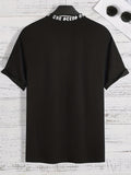kkboxly  Men's Letter Ring Print Trendy T-shirt, Crew Neck Short Sleeve Tops, Graphic Tee Men's Clothes Summer, Men's Outfits