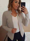 kkboxly  Solid Open Front Blazer, Casual Long Sleeve Blazer For Office & Work, Women's Clothing