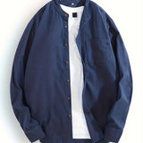 kkboxly  Men's Casual Button-down Long Cotton Sleeve Shirt For Spring & Summer
