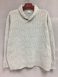 kkboxly  Plus Size Men's Shawl Neck Geometric Pattern Pullover Long Sleeve Sweater