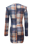 kkboxly  Plaid Print Crew Neck Dress, Casual Long Sleeve Bodycon Dress, Women's Clothing