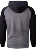 kkboxly  Color Block Sherpa Lined Men's Hooded Jacket Casual Long Sleeve Hoodies With Zipper Gym Sports Hooded Coat For Spring Fall