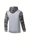 kkboxly  Zip Up Camouflage Long Sleeve Loose Outerwear Thermal Mens Fall Winter Jacket, Fuzzy Hoodie With Pockets