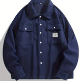 kkboxly  Solid Jackets For Men Dual Pockets Button Up Lapel Stylish Coat Jackets For Men