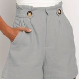 kkboxly  Solid Wide Leg Shorts, Sexy High Waist Ruched Versatile Summer Shorts, Women's Clothing