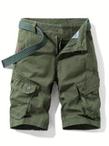 kkboxly Men's Casual Cotton Drawstring Shorts With Button Pockets, Male Clothes For Summer [Belt Not Included]