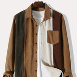 kkboxly  Fashionable And Simple Men's Long Sleeve Multicolor Patchwork Casual Lapel Simple Jacket, Trendy And Versatile, Suitable For Dates