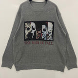 kkboxly  Men's Film Style Characters Graphic Print Sweater, Spring/autumn Fashion Knit Pullover Hip Hop Sweater For Big & Tall Males, Plus Size