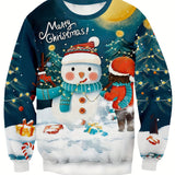 kkboxly  Christmas Series Santa Print Trendy Sweatshirt, Men's Casual Graphic Design Crew Neck Pullover Sweatshirt For Men Fall Winter