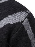 kkboxly  Plus Size Men's Fashion Contrast Color Pattern Print Sweater Long Sleeve Crew Neck Knit Slim Fit Sweater Oversized Bottoming Tops For Males, Men's Clothing