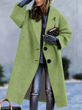 kkboxly  Plus Size Casual Coat, Women's Plus Solid Button Up Long Sleeve Lapel Collar Long Coat