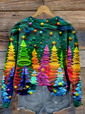 Plus Size Tree Print Sweatshirt, Casual Long Sleeve Crew Neck Pullover Sweatshirt, Women's Plus Size Clothing