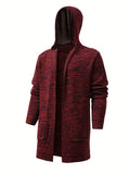 kkboxly  All Match Knitted Hooded Cardigan, Men's Casual Warm High Stretch Overcoat Sweater Jacket For Fall Winter