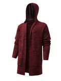 All Match Knitted Hooded Cardigan, Men's Casual Warm High Stretch Overcoat Sweater Jacket For Fall Winter
