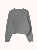 kkboxly  Button Front Chunky Knit Cardigan, Vintage Long Sleeve Cardigan For Fall & Winter, Women's Clothing