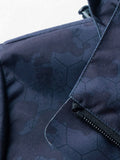 kkboxly  Men's Blue Printed Zip Pocket Hooded Jacket, Small Size & Order Size Up