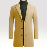 kkboxly  Classic Design Trench Coat, Men's Semi-formal Button Up Lapel Overcoat For Fall Winter Business
