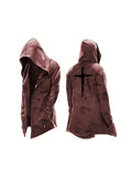 kkboxly  Men's Halloween Printed Hooded Cardigan Long Coat, Casual Cosplay Costumes