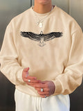 kkboxly  Big Eagle Print Men's Crew Neck Long Sleeve Sweatshirt, Casual Wear, Men's Clothing