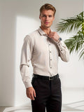 kkboxly Men's Non-iron Shirt Top Turn-Down Collar Long Sleeve Closure Regular Fit Solid Casual Shirt For Men Daily Business Formal Dress Shirt