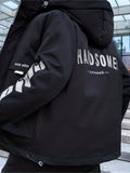 kkboxly  Warm Big Pocket Hooded Jacket, Men's Casual Solid Color Zip Up Cotton Padded Jacket For Fall Winter Outdoor