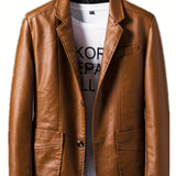 kkboxly  Waterproof and Windproof Men's Faux Leather Cycling Jacket - Stylish and Comfortable Slim Fit Outdoor Clothing