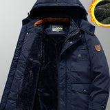 kkboxly Warm Fleece Windbreaker Hooded Jacket, Men's Casual Zip Up Jacket Coat For Fall Winter Outdoor Activities