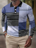 Men's Striped Shirt, Casual Lapel Slightly Stretch Breathable Button Up Long Sleeve Shirt For Outdoor