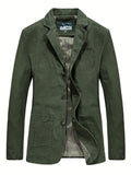 kkboxly  Men's Cotton Big Pocket Blazer, Men's Casual Lapel Button Up Jacket For Fall Winter Leisure Outdoor