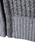 kkboxly  Men's Warm Herringbone Pattern Knitted Cardigan Jacket, Casual Stand Collar Stretch Jacket For Fall Winter