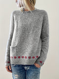 kkboxly  Lip Pattern Crew Neck Pullover Sweater, Casual Long Sleeve Pocket Sweater For Fall & Winter, Women's Clothing