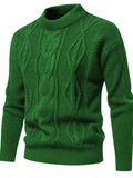kkboxly  Men's Stylish Solid Knitted Sweater, Casual Mid Stretch Breathable Long Sleeve Crew Neck Top For City Walk Street Hanging Outdoor Activities
